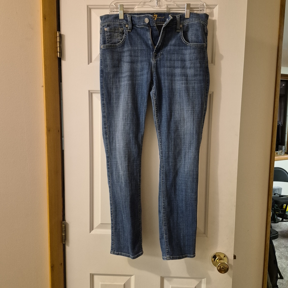 7 For All Mankind Womens The Relaxed Skinny Jeans Size 26 Medium Wash Blue Denim